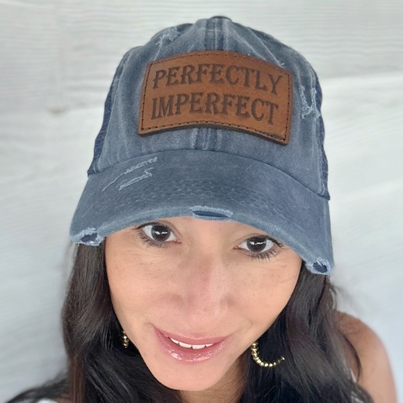 Accessories - NWT READY TO SHIP Custom Leather Patch Women’s Trucker Hat. Navy